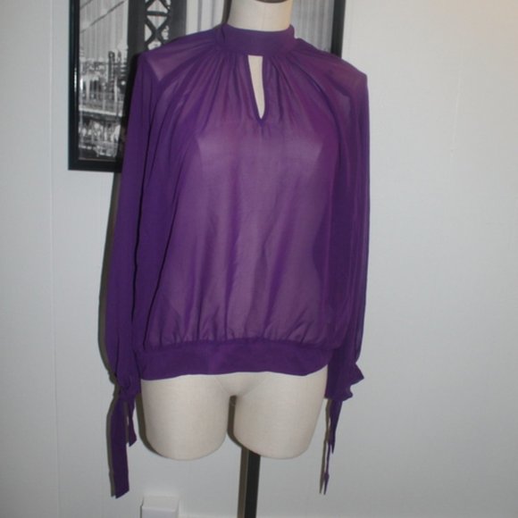 New York & Company Tops - Mock Neck Tie Sleeve Blouse NWT